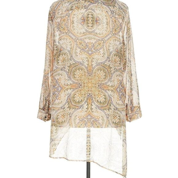 Chico's Sz 3 (XL) Asymmetric Mandala Pattern Boho Tunic Blouse w/Lace-Up Front - Picture 4 of 11